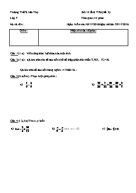 Bai kiêm tra (Đề 2) môn Toán - Lơp 7 Trương THCS Hai Thọ